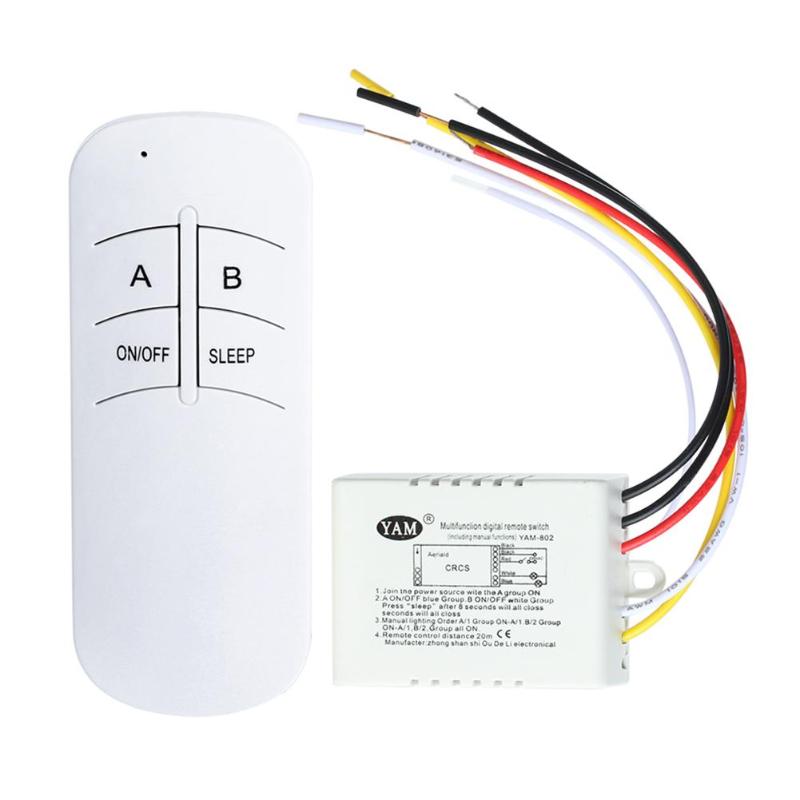 2 stk 3 port trådløs fjernbetjening tænd / sluk 220v lampe lys digital trådløs væg fjernbetjening switch modtager sender
