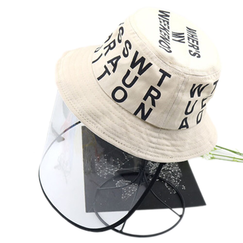 Kinderletters/cartoons, anti-spuug, anti-speeksel, anti-druppels, winddicht, volledig gezichtsmasker, outdoorveiligheid, beschermende hoeden, petten: Brief beige