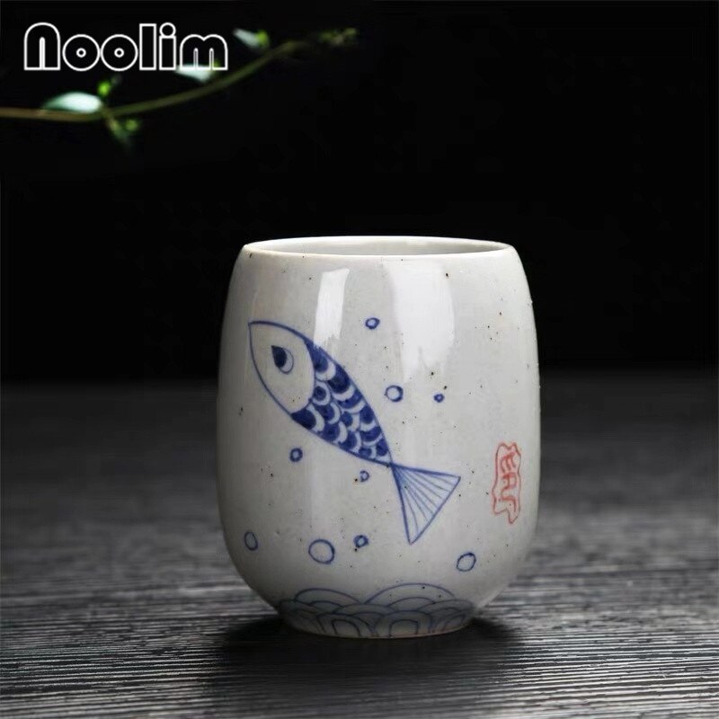 Théière en céramique peinte à la main, grande théière rétro résistante à la chaleur, pour salon de thé, hôtel, ménage, bouilloire en porcelaine, tasse à thé kung fu: Tasse à thé-h