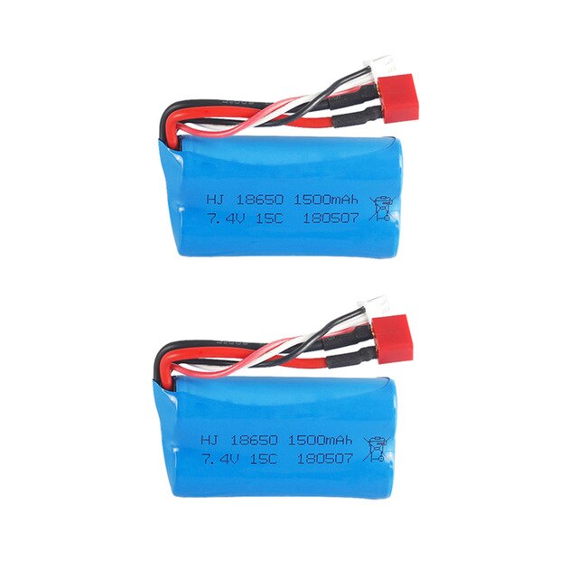 7.4v 1500mah 18650 battery for Wltoys 12428 12401 12402 12403 12404 12423 FY-03 FY01 FY02 Rc toys Car Parts 7.4v battery T plug: Blue
