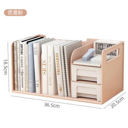 Porta-livros de plástico pp, termina com duas gavetas, suporte para livros, organizador e suporte para estudantes, mesa de escritório: A