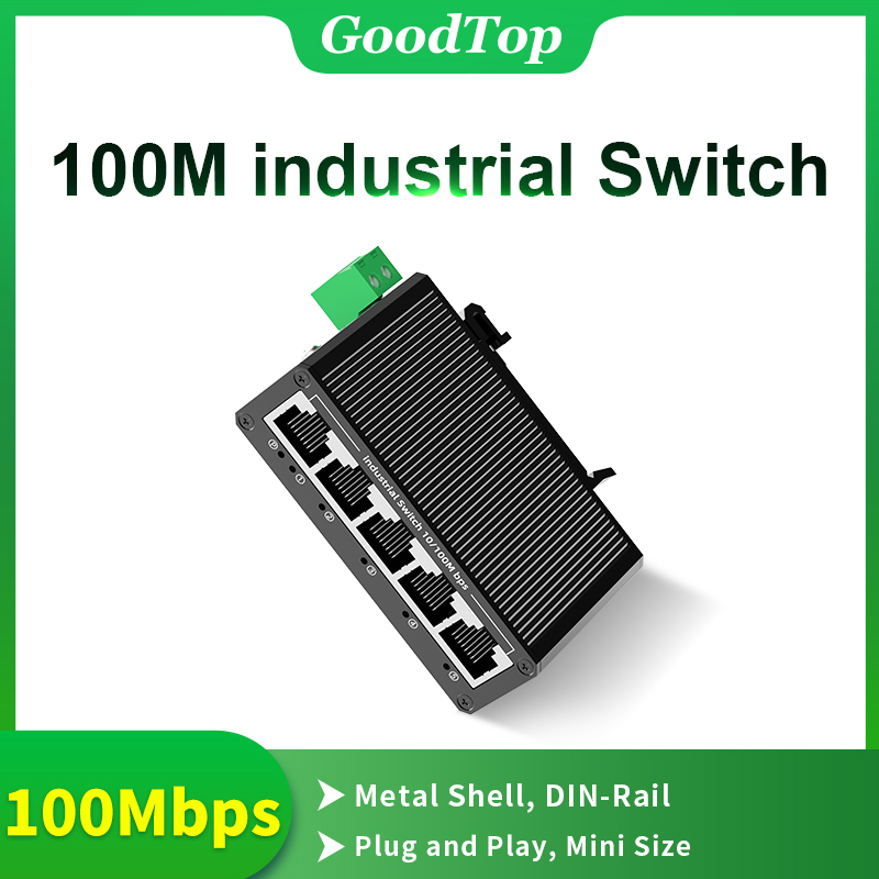Switch industriale goodtop a 5 porte e 100 mbps, 10/100m switch di rete ethernet industriale, montaggio su guida din, plug and play