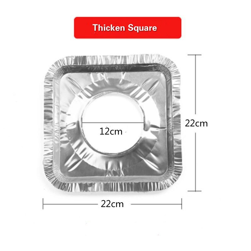 Protectores de cocina de Gas, cubierta de aluminio, revestimiento de lámina protectora, antiadherente, reutilizable, para estufa de Gas, alfombrilla de limpieza gruesa, círculo, 10 Uds.: 10PCS Thicken Square