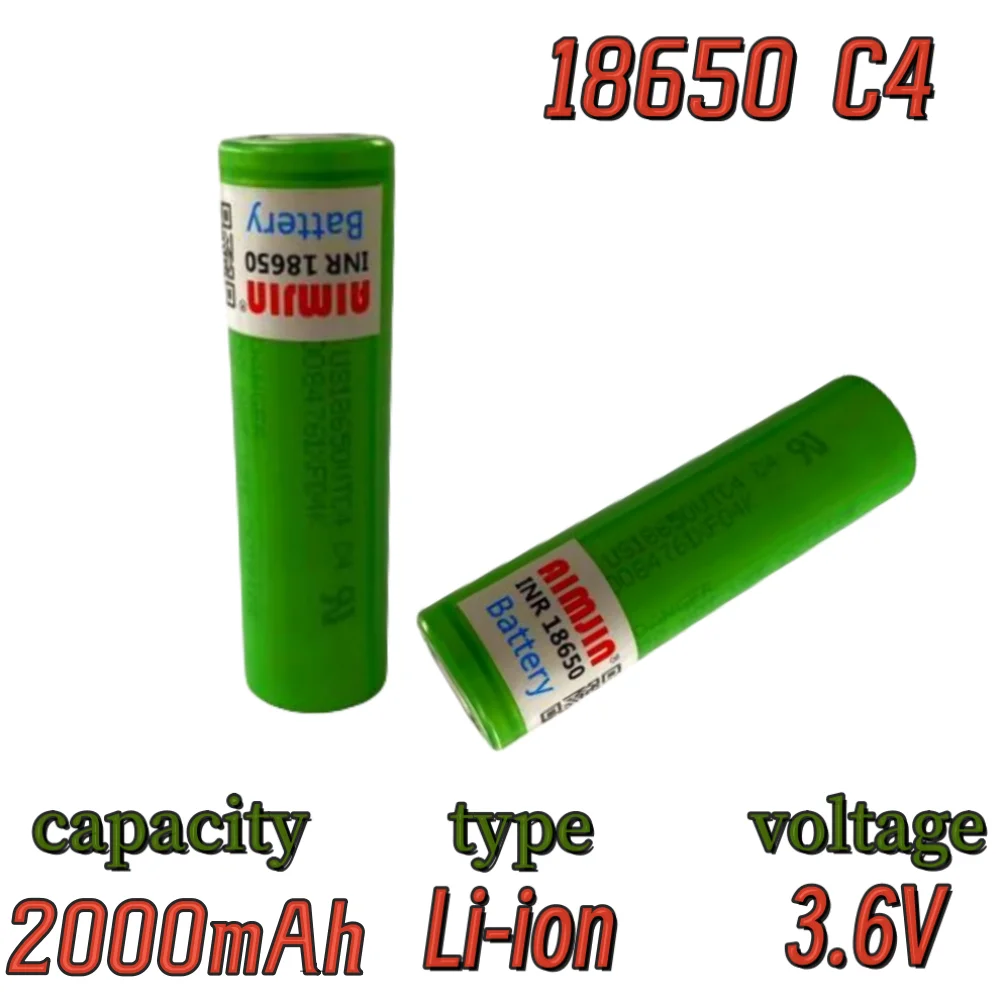 100% brand 3.6V 18650 C4 2000mAh lithium-ion rechargeable battery US18650VTC4 30A flashlight toy discharge