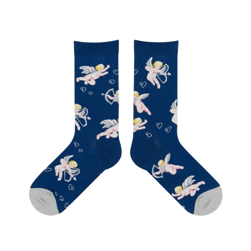 Konstprodukt harajuku love peace tecknad par strumpor hip hop trend andas halkskydd glada strumpor: 4