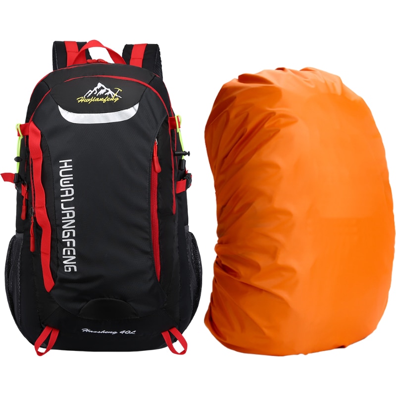 Outdoor Sports Long Distance Cycling Backpack Mountaineering Shoulders Bag Camping Travelling Knapsack Climbing Hiking Rucksack: Black and RainCover