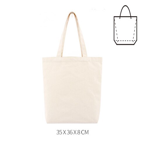 Eco Canvas Tote Bag Handbag Reusable Cotton Shopping Bag Foldable Eco BAGS Fabric Cloth Bag for Market Shopping Bags: 36X35X8CM