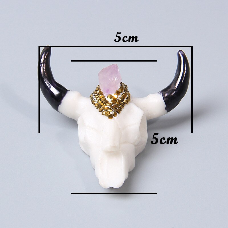 Trendy Men Women Glass cow head transparent gold silver color horns skull necklace pendant for jewelry making handmade male male: 6.Pink