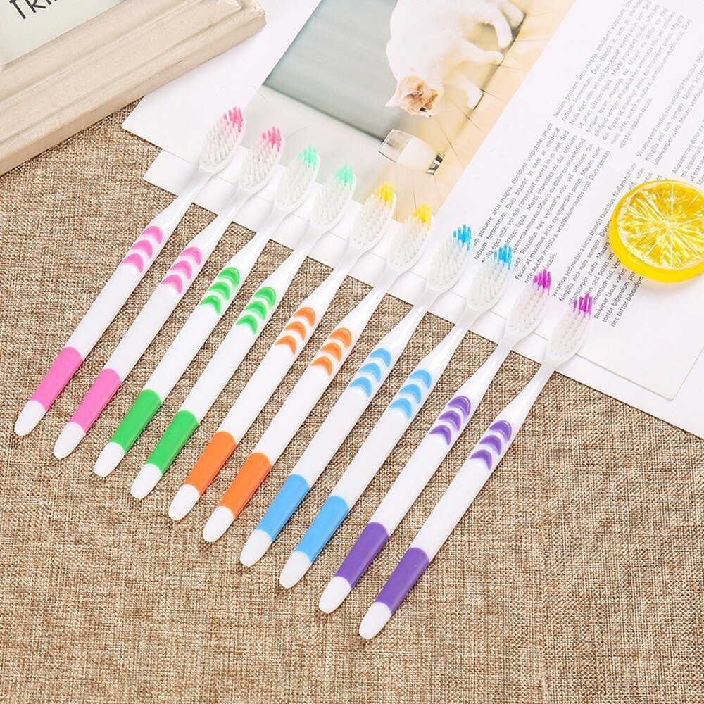 Cepillo de dientes de 10 Uds para la familia, cepillo de dientes suave de bambú, carbón para adultos, gel fino para el hogar, cepillos de limpieza de dientes saludables unisex