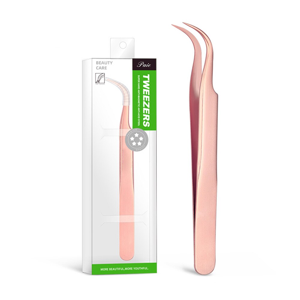 Rvs Wimpers Pincet Professionele Voor Wimpers Extension Gold Decor Anti-Statische Wimper Tweezer Make-Up Tools: Rose gold 01
