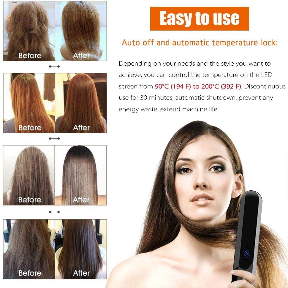 2020 nowa szczotka robić prostowania włosów grzebień bezprzewodowy USB ładowanie elektryczny LCD podgrzewany grzebień robić brody szczotka szybkie szybkie narzędzia robić pielęgnacji włosów