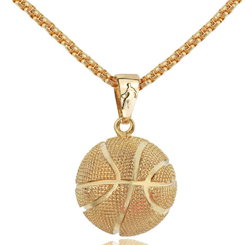 Street Style Basketball Necklaces Pendant Sports Silver Gold Color Stainless Steel Hip Hop Jewelry Stainless Steel Chain For Men Boy: A