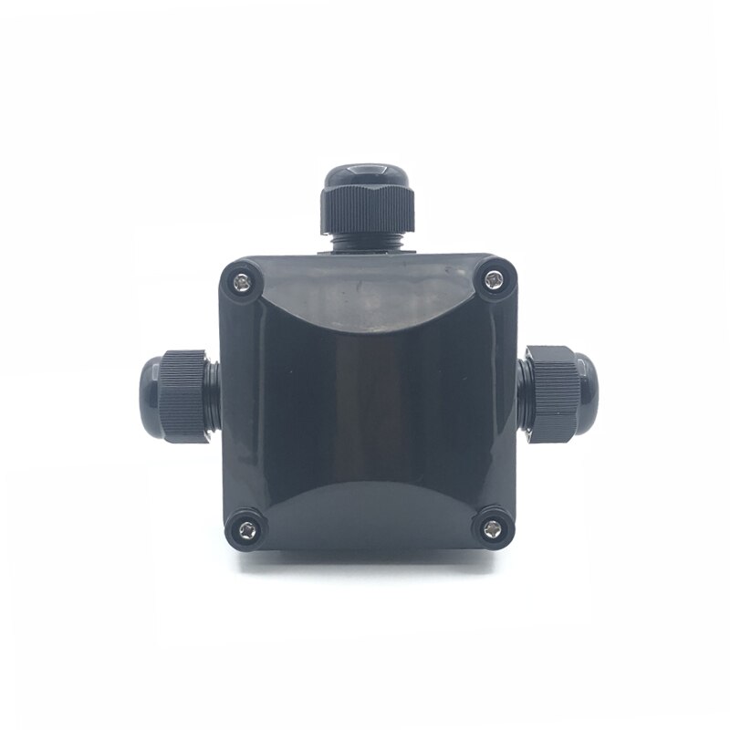 IP68 electrical cable waterproof connector t shape 2 3 Pin 3 Way Outdoor Waterproof ABS Plastic Gland Electrical Junction Box: black