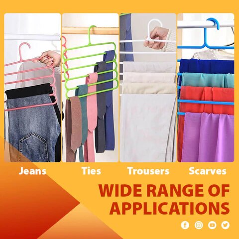 Multi-Functional 5-Layer Pants Hangers Holders Trousers Hanger Storage Rack Wardrobe Closet Organizer Clothing Hangers Space Sav