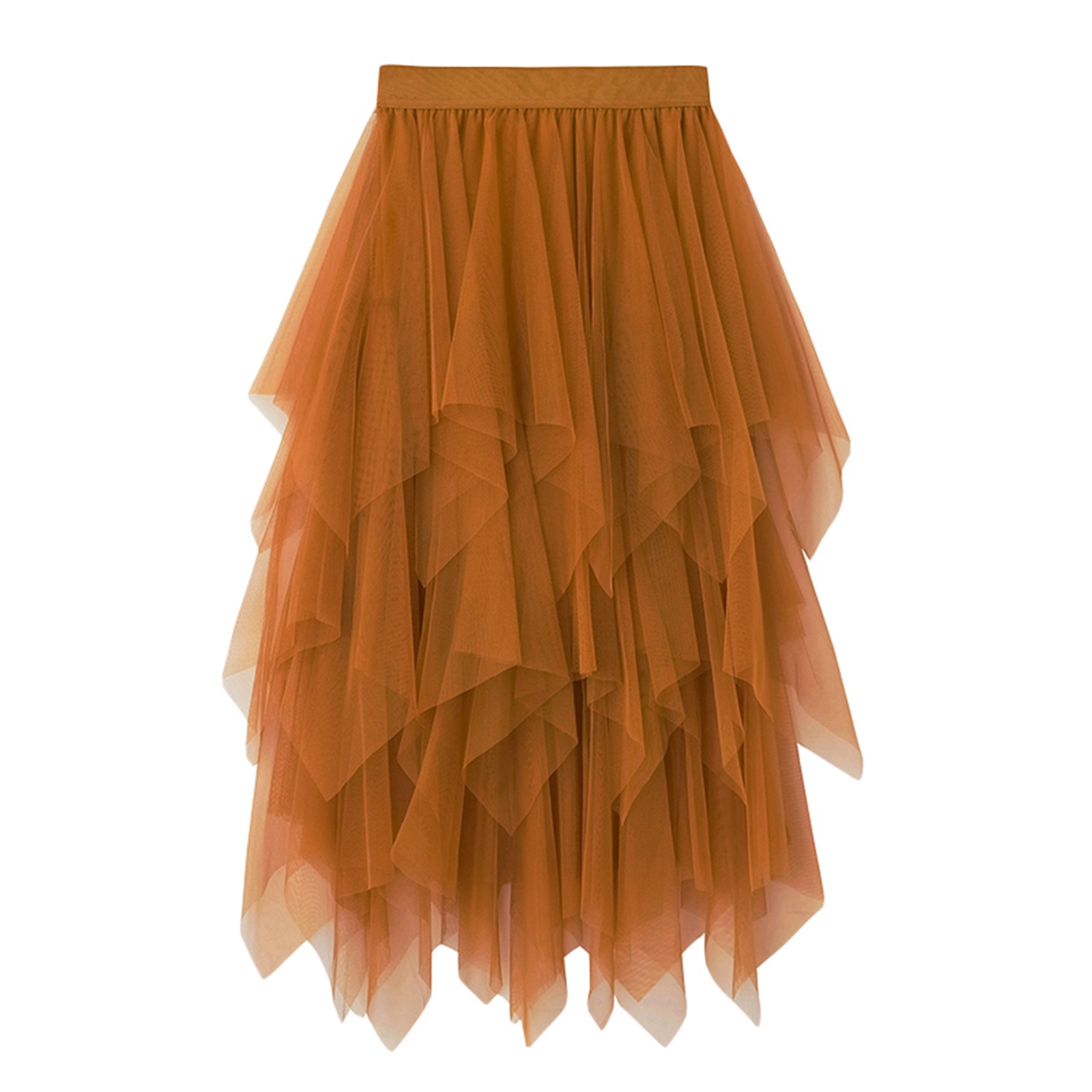 Solid Color Irregular High Waist Tulle Mesh Skirt Women Summer Party Petticoat Ball Gown Skirts