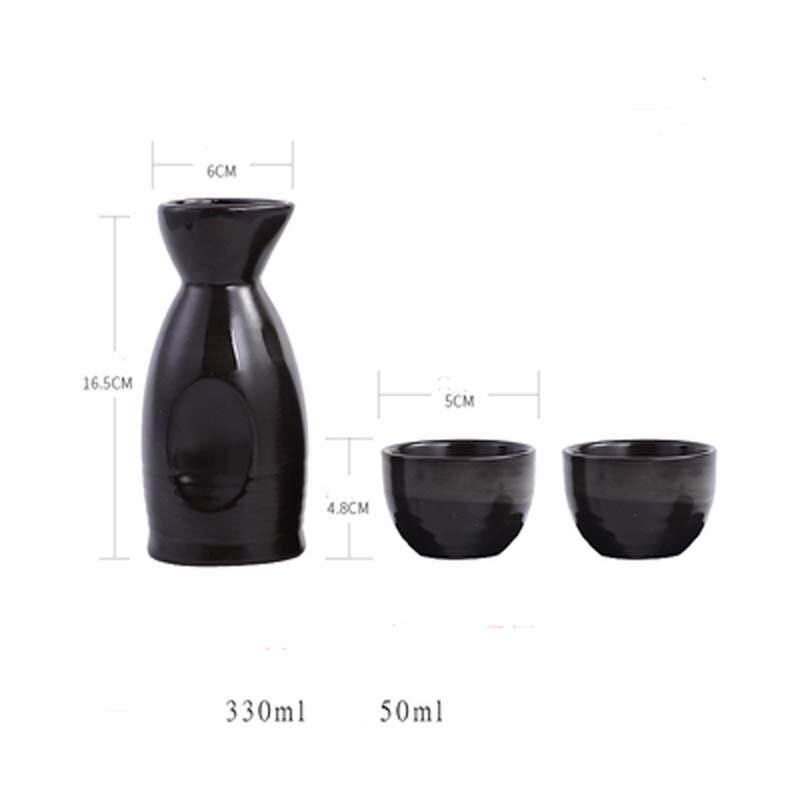 FANCITY Japanese-style ceramic black sake bottle, wine bottle, sake cup, sake bottle, sushi restaurant, sake bottle tableware: 3