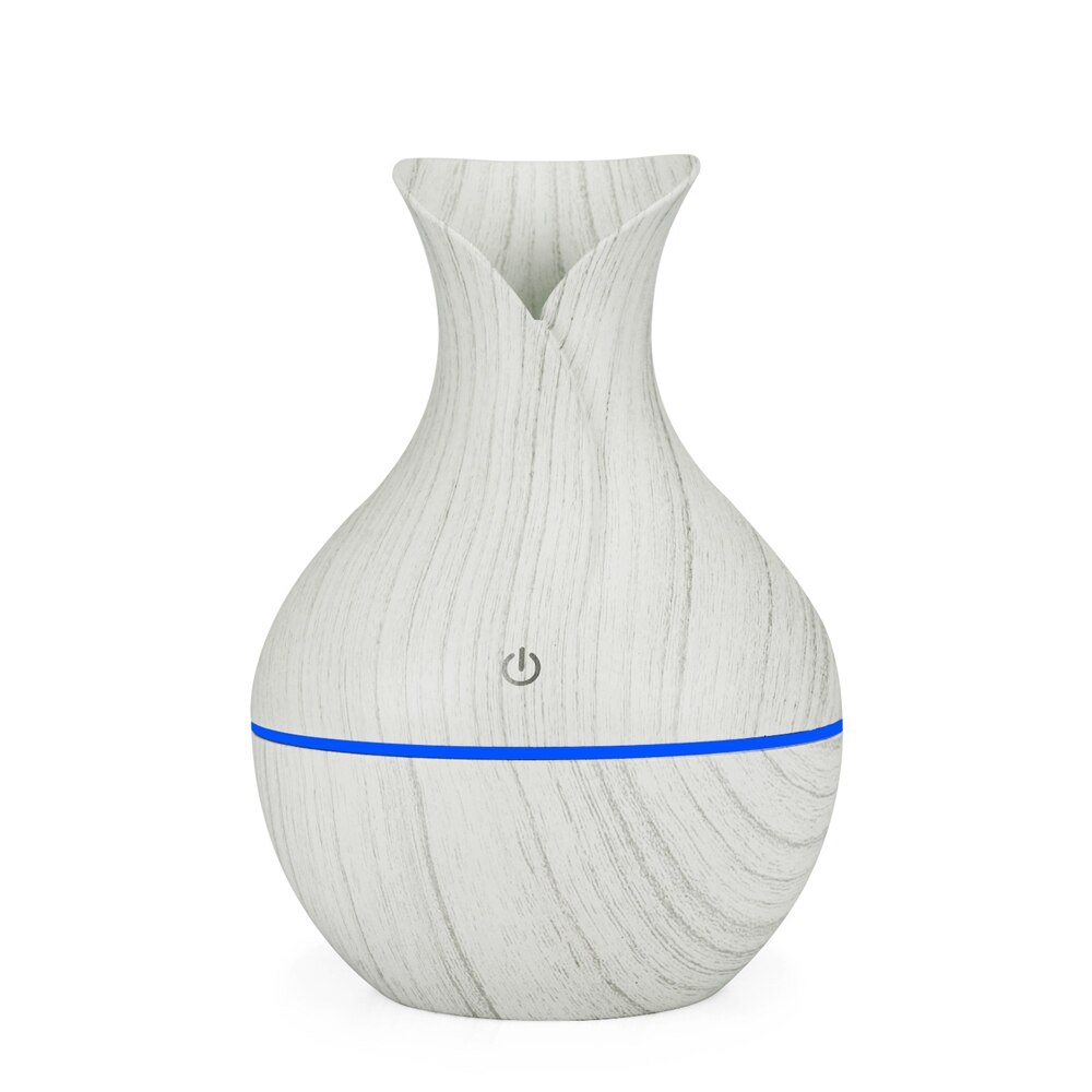 Vase Humidifier USB Home Bedroom Desktop Mute Wood Grain Aromatherapy Machine Car Explosion Humidifier Energy Saving Purifier: White wood grain