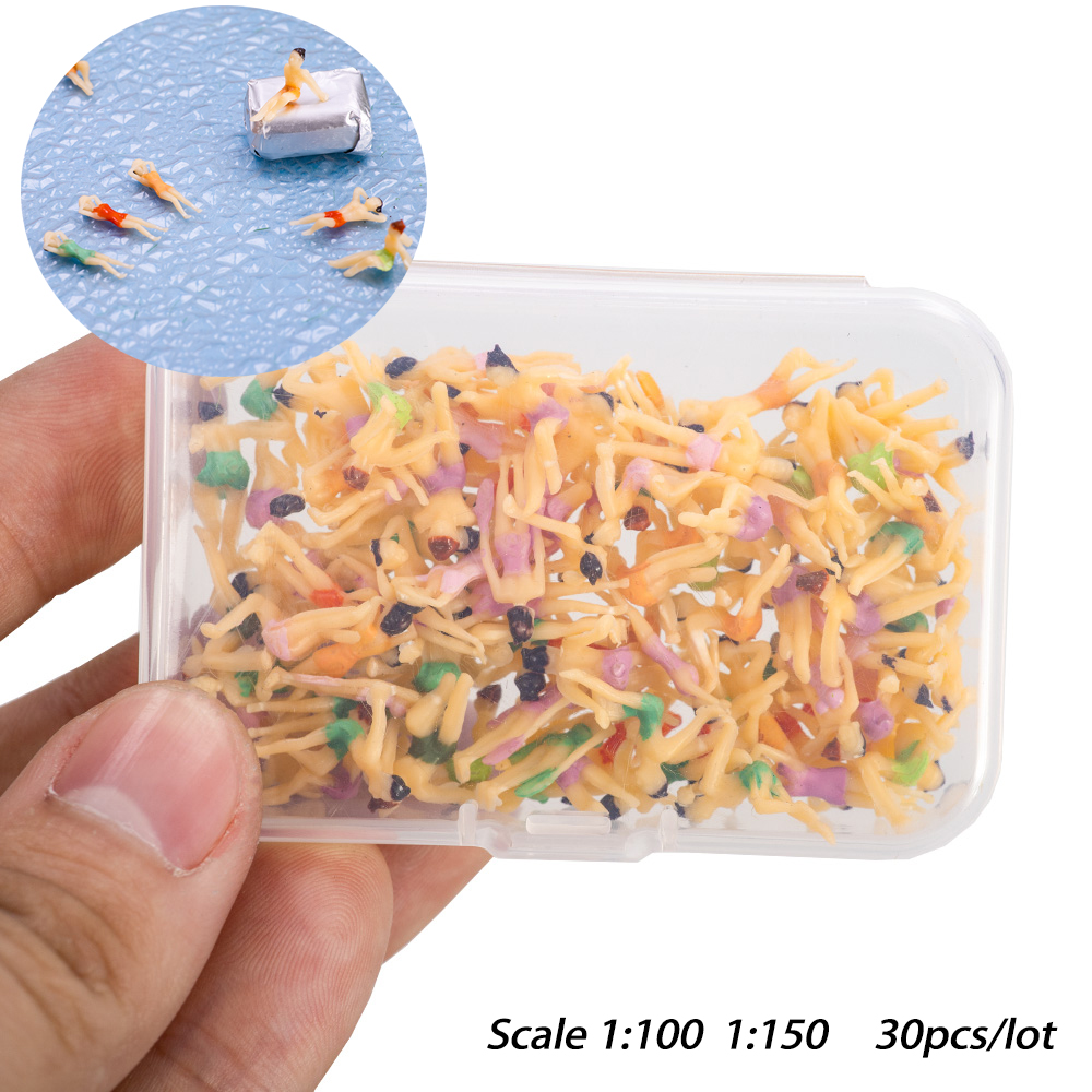 Escala 1:100 1:150, modelo de personas nadadas en miniatura, figuras de Material para mesa de arena de playa, de escena de paisaje, Kits de Diorama, 30 Uds.