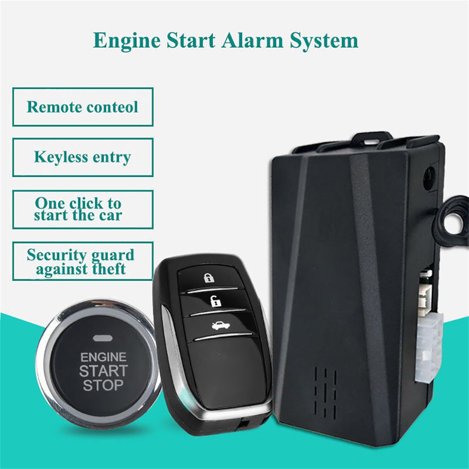 12V Car Alarm Remote Control Car Keyless Entry Engine Start Alarm System Push Button Remote Starter Stop Auto Anti-theft System