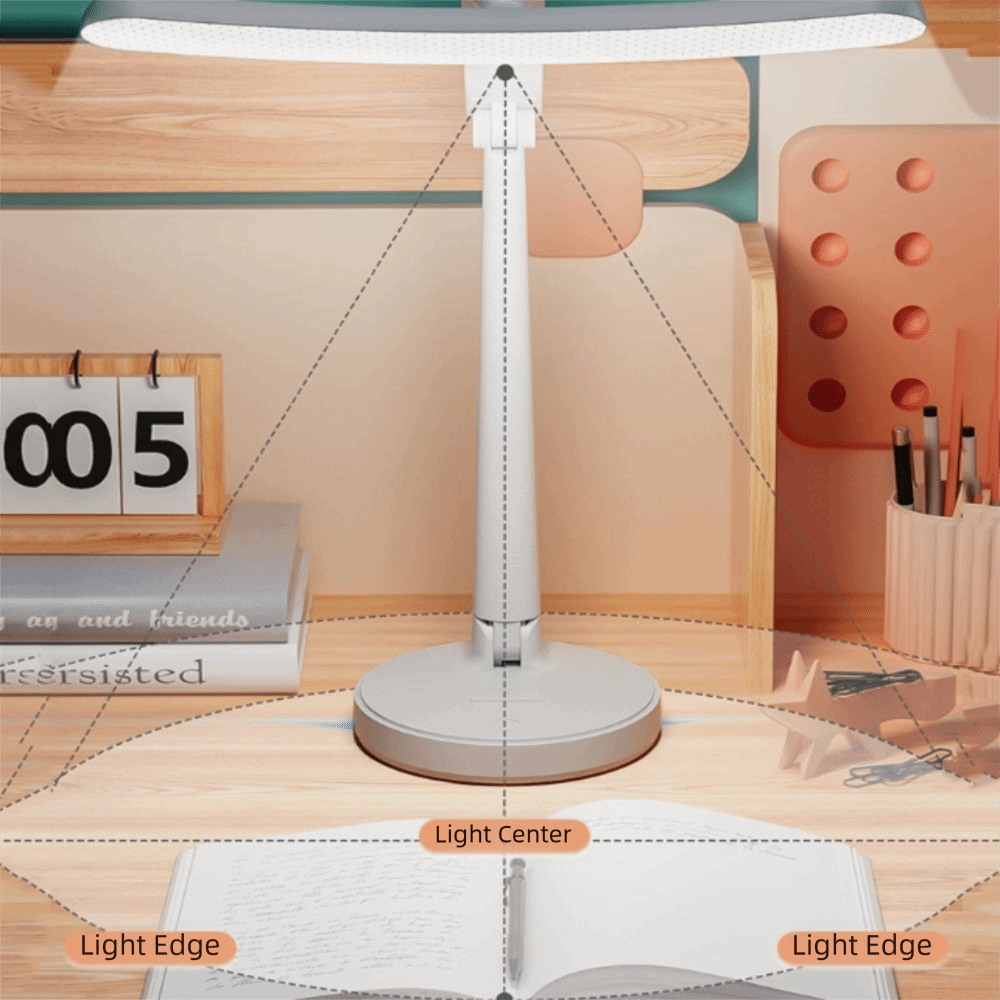 3 dimbare led bureaulamp met inklapbare oogbescherming, witte kleur, aanraakschakelaar, usb-oplaadbaar.