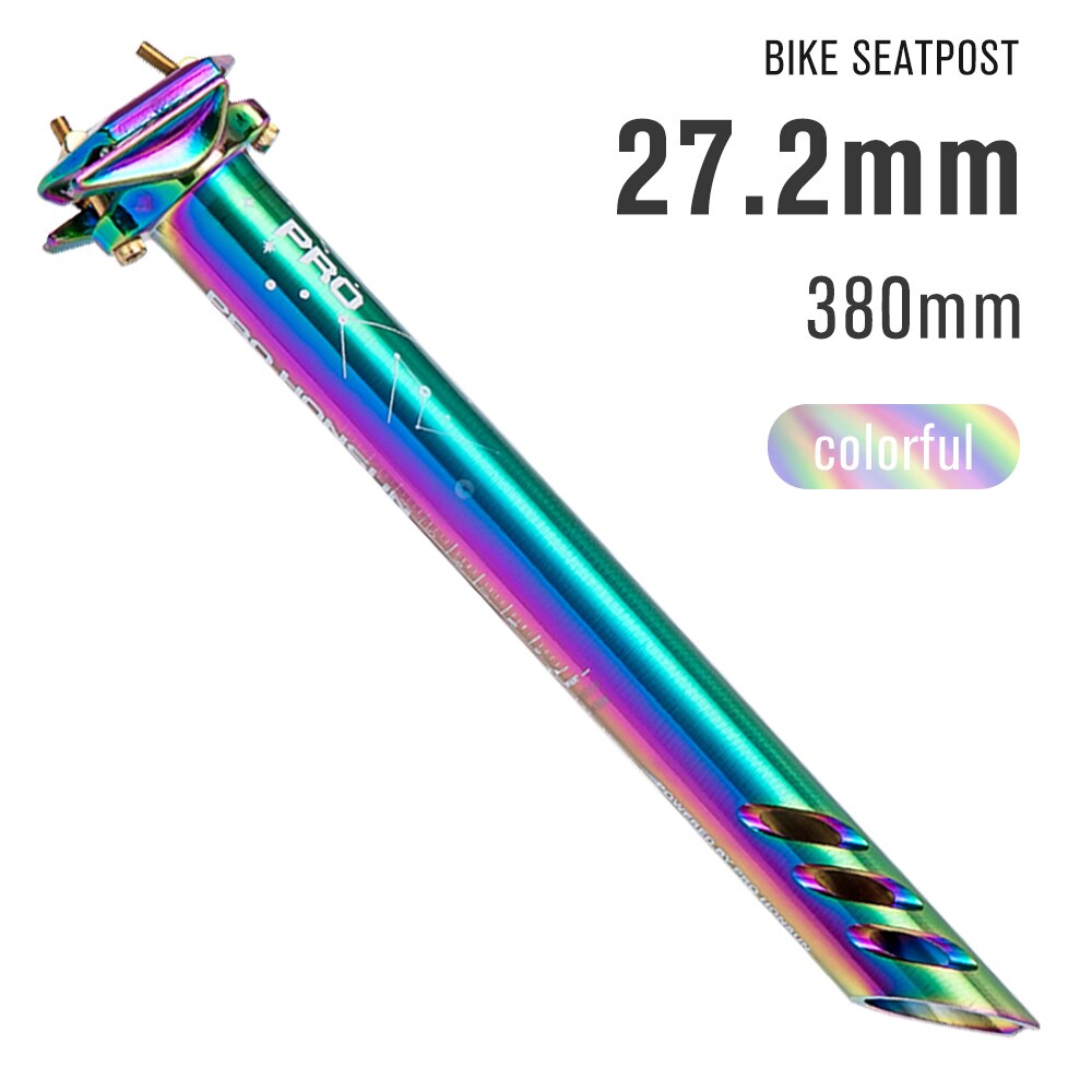 Prohonsun Cnc Aluminium Racefiets Zadelpen 27.2 Am/Xc/Mtb Fiets Zadelpen Regenboog Kleur Zadelpen Mtb zitbuis Fiets Deel: colorful 27.2mm