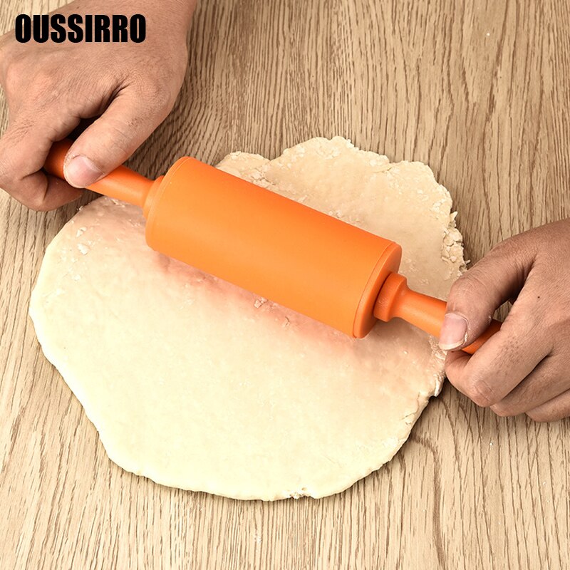 Rodillo antiadherente para fondant para niños, rodillo de masa para pasteles, manualidades, herramienta de cocina para hornear, Color aleatorio