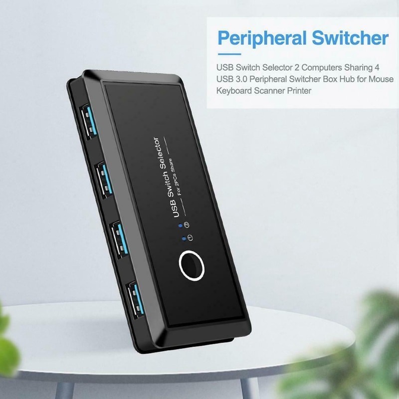 Przełącznik kvm, przełącznik usb 3.0, 2- portowy, komputery pc, udostępnianie 4 urządzeń usb, klawiatura, drukarka, monitor, przełącznik usb