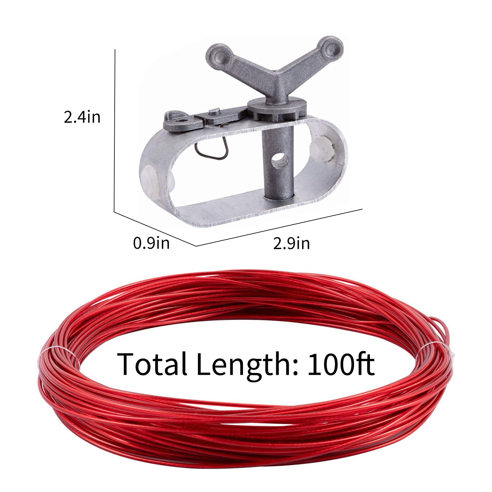 Pro Swimming Pool Cover Cable Winch Kit 100ft for Above Ground Swimming Pool Cover Plastic-coated Wire Fastener: Default Title