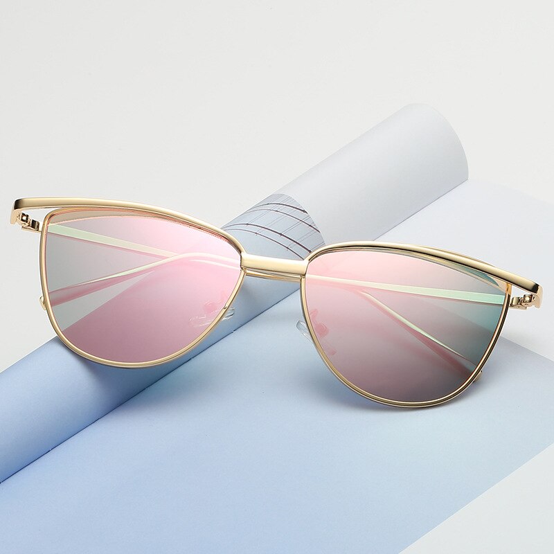 Brand cat eye red sunglasses ladies vintage shades tinted color lens women eyewear yellow sun glasses oculos uv400: Pink