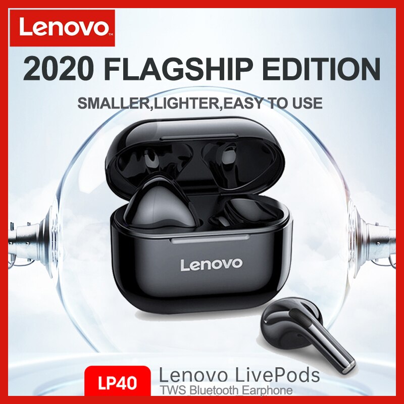 Original Lenovo LP40 TWS auricular Bluetooth inalámbrico verdadero 5,0 estéreo bajo con micrófono de manos libres auriculares AI Control IPX5 impermeable