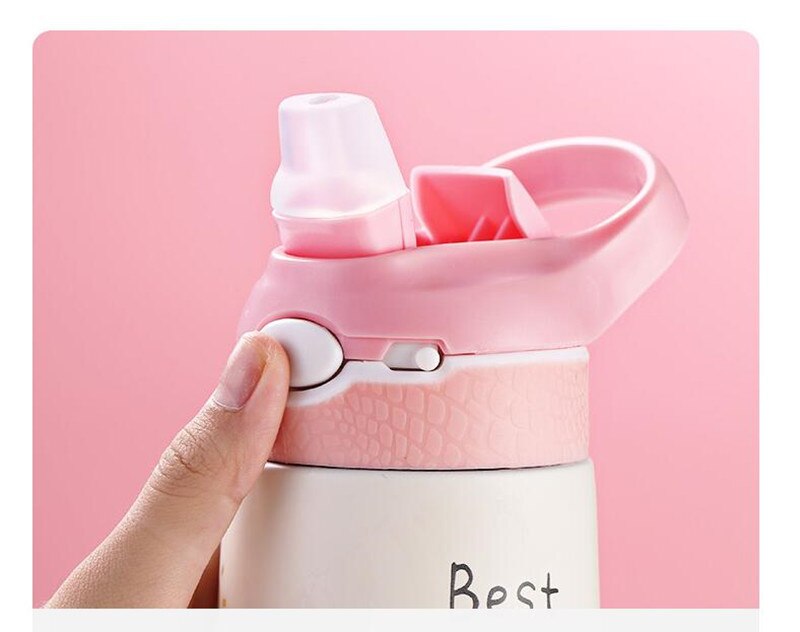 Bouteille d&#39;eau Thermos pour enfants de 400ML, tasse Thermos pour enfants, bébé canard, paille à billette, flacons sous vide en acier inoxydable 316, gobelet, tasse thermique