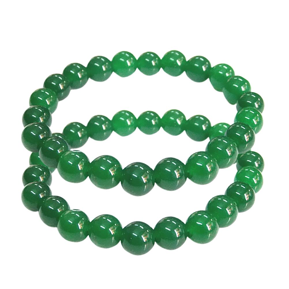 2 pezzi verde fortunato ricchezza bracciali gioielli braccialetto fortunato fascino per affari verde pietra perline triplo braccialetto di protezione: 10mm