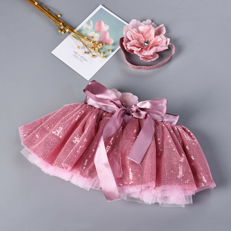 0-8T little Girls Tutu Skirts Infant Baby Girl Sequins Tutu Skirt Headband Photo Photography Prop Outfit Clothing