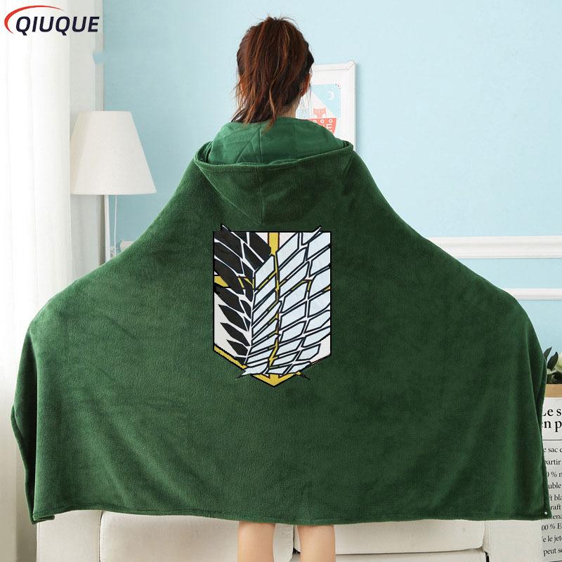 Grüne Decke Umhang Survey Corps Flanell Anime AOT Cape Cosplay Kostüm: L