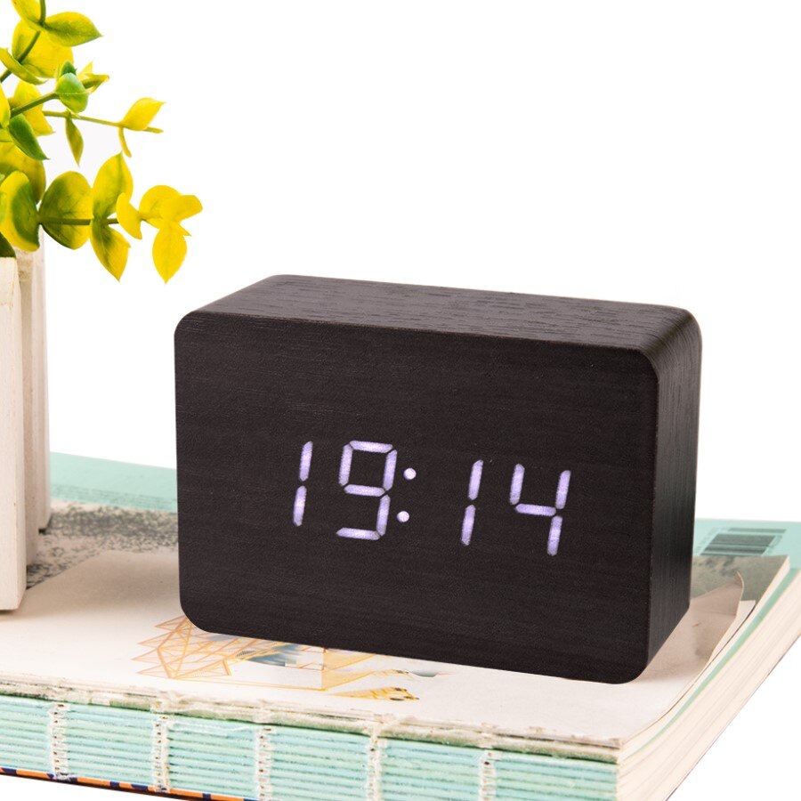 Houten bamboe led digitale wekker klok despertador moderne temperatuur bureauklok led elektronisch