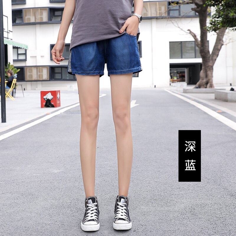 Summer Short For Pregnant Loose Causal Thin Maternity Pants High Waist Capri-Pants Pregnancy Clothes 2130: Blue / M
