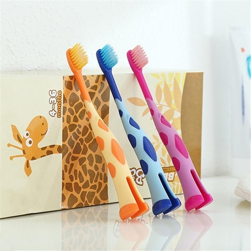 Børn tandbørste søde giraf børn træning tandbørster blød stativ børste tandpleje i 3-12 år børn baby