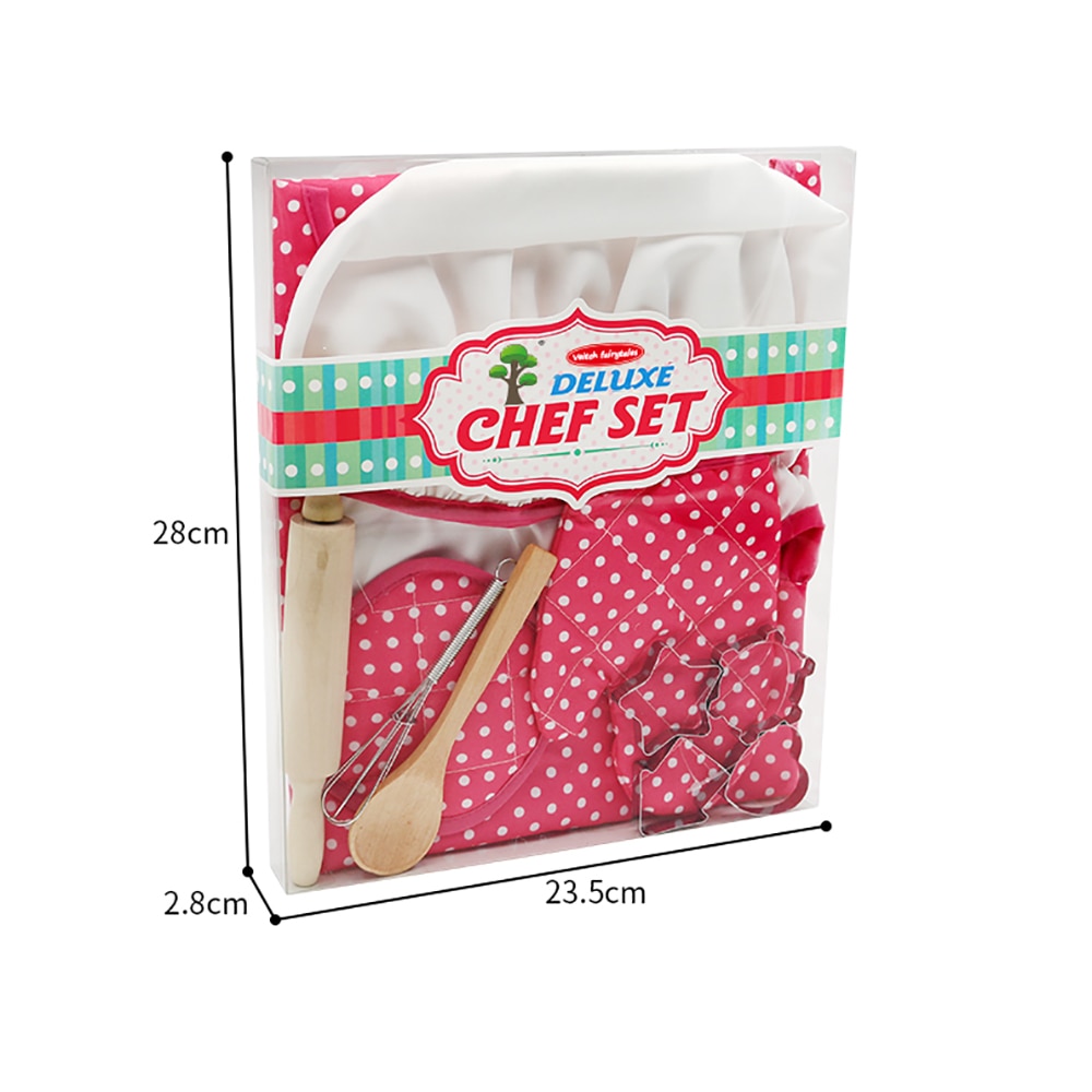 Portable Making Pastry Chef Costume Set for Kids Girls Cooking Game for Kids Child Baking Set Baking Clothes Apron