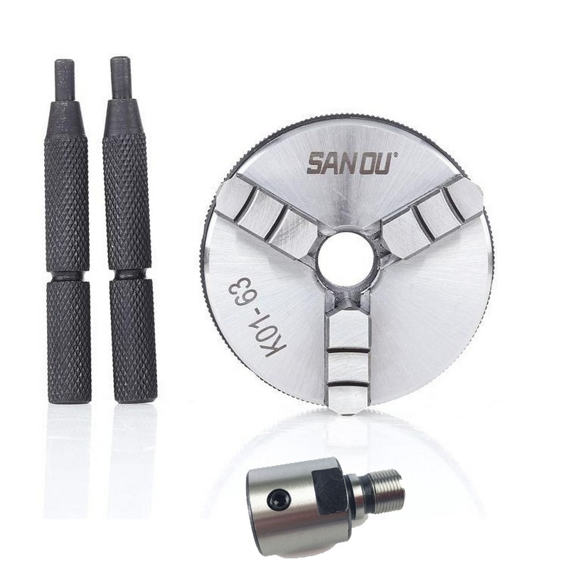 63mm 2.5" LATHE Chuck three Jaw Manual mini Self-Centering Chuck Sanou K01-63 with Connecting rod Connector for CNC