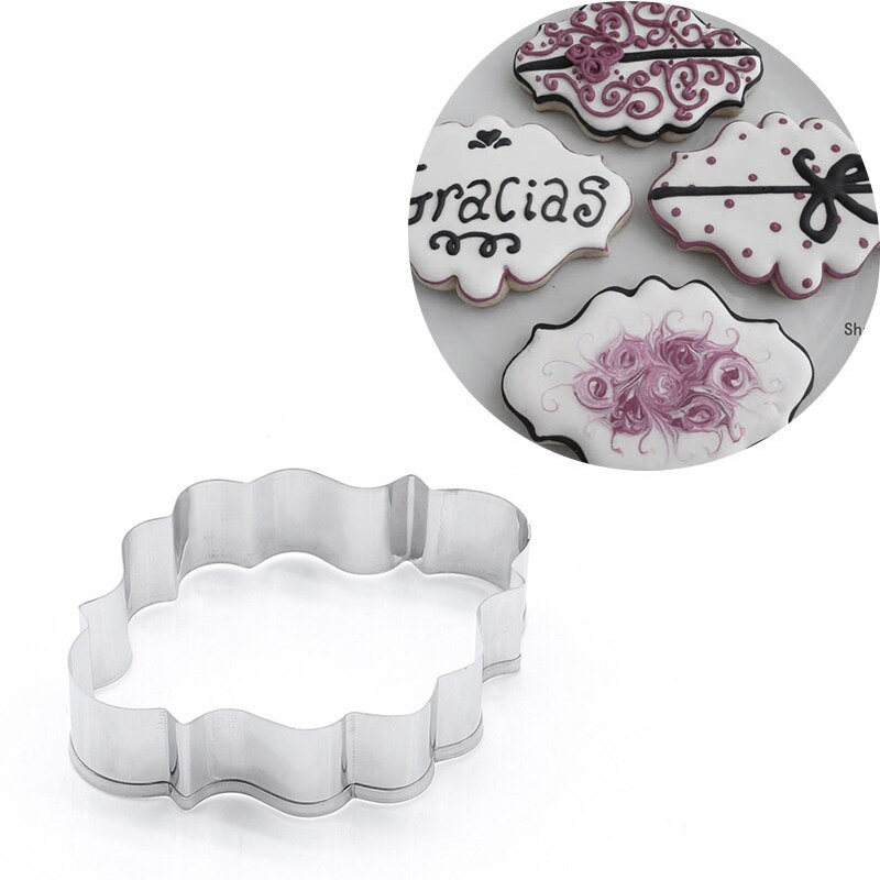 8 Style Plaque Cookie Cutter, Frame Shapes Sugar Cookie Cutters for Birthday Wedding Baby Shower, DIY Stainless Cookie Mold: G