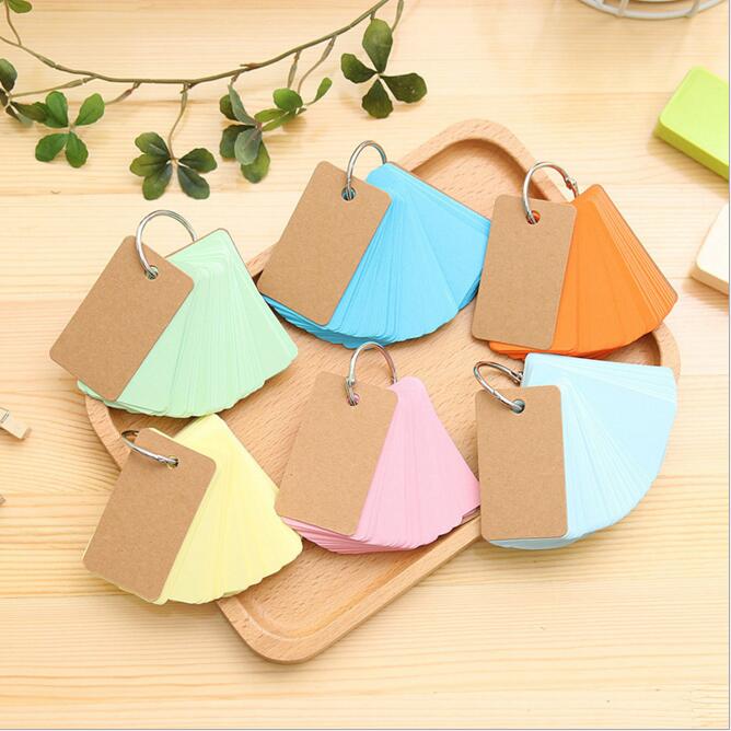 Candy Color 1PC 90 Sheets Pocket Loose Leaf Blank Vocabulary Notebook Mini Memo Note Card Office School Stationery