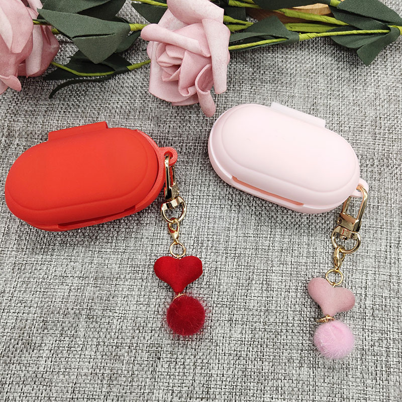 Schattig zacht hoesje voor samsung galaxy buds / buds+ plus hoesje oordopjes beschermhoes accessoires liefdeshaarbal sleutelhanger decoratie