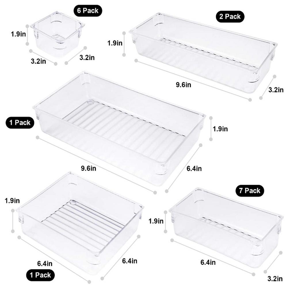 17PCS Desk Drawer Organizer Tray Home Office Storage Box Plastic Drawer Compartment Divider Container For Bedroom Dresser Office