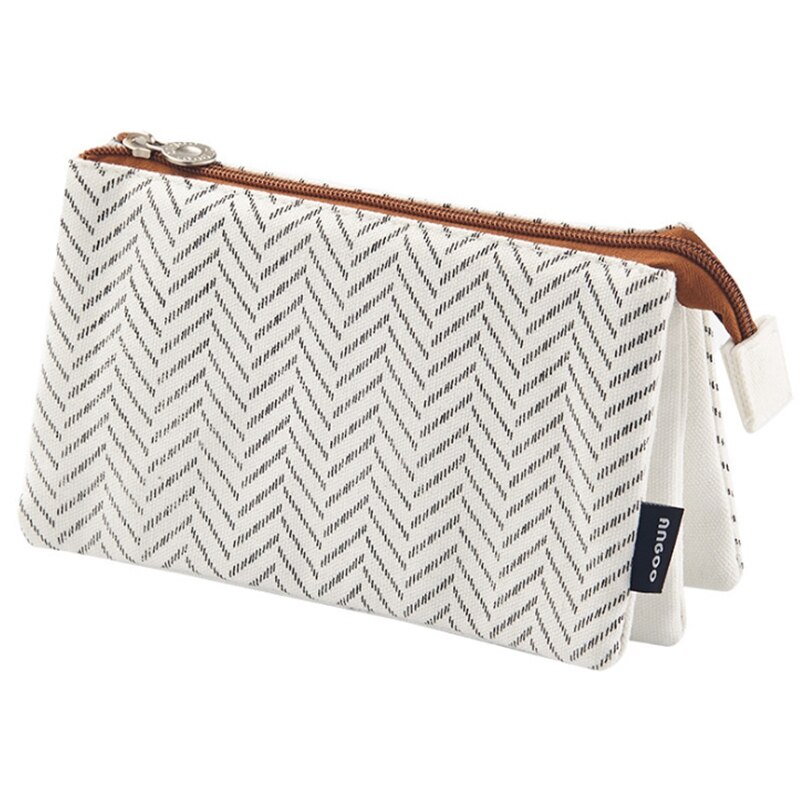 Angoo Grote Capaciteit Potlood Pen Case 3 Lagen Briefpapier Pouch Rits Cosmetische Tas Canvas Make Organizer Handtas: Default Title