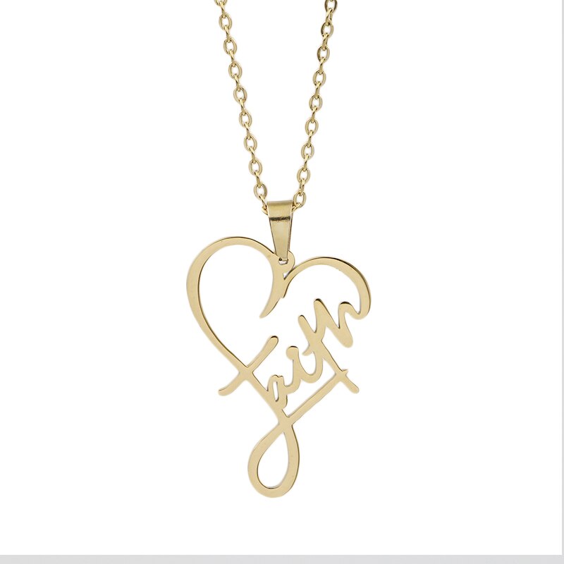 VILLWICE Christliches Herz Collier - Edelstahl Vergoldet Inspirierender Glaubensschmuck: Goldfarben