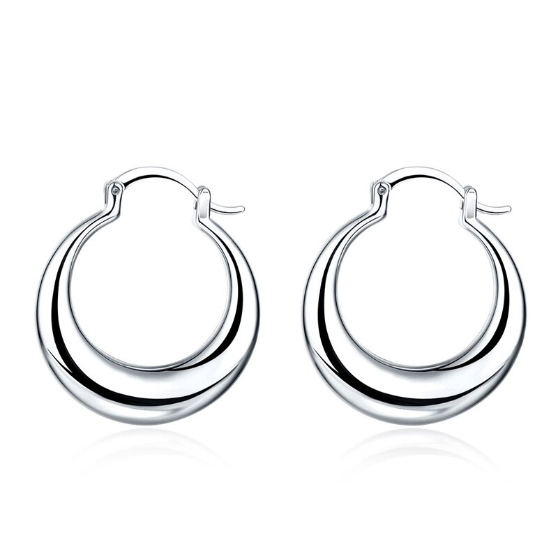 Pendientes de aro de Plata de Ley 925 en forma de U para mujer, joyería de , accesorios de boda: Silver