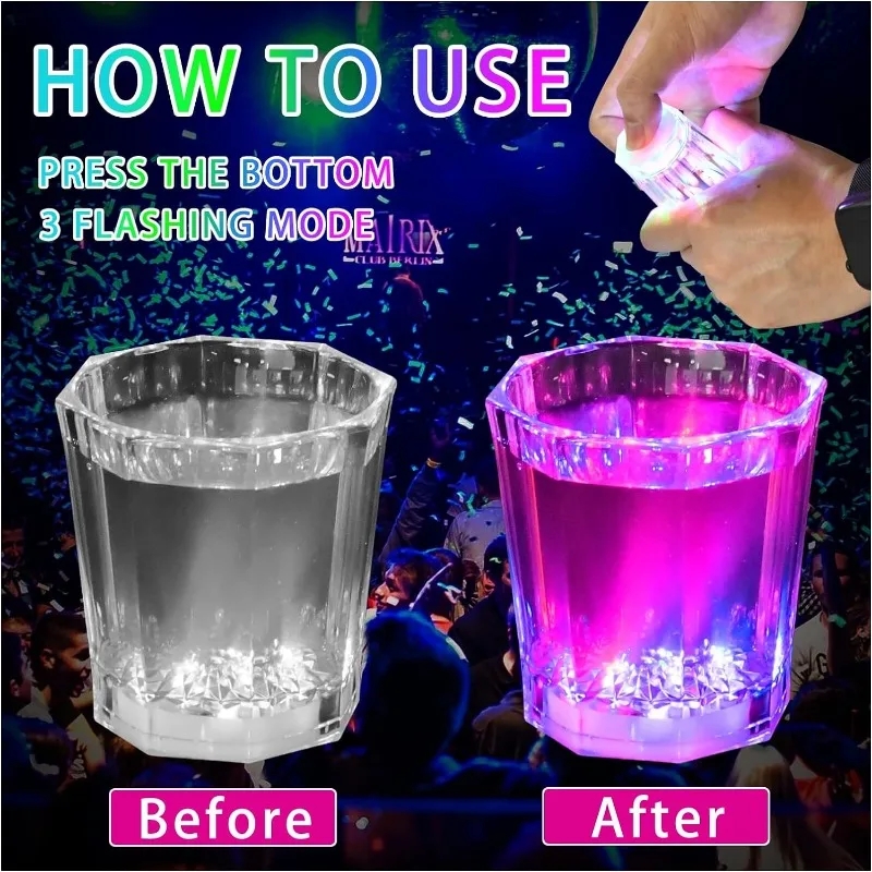 6/12/24 stk. led-lysende glas, kop, lysende shot, kop, led-blitz, drikkeglas, lysende shotglas til fest, der lyser i mørket