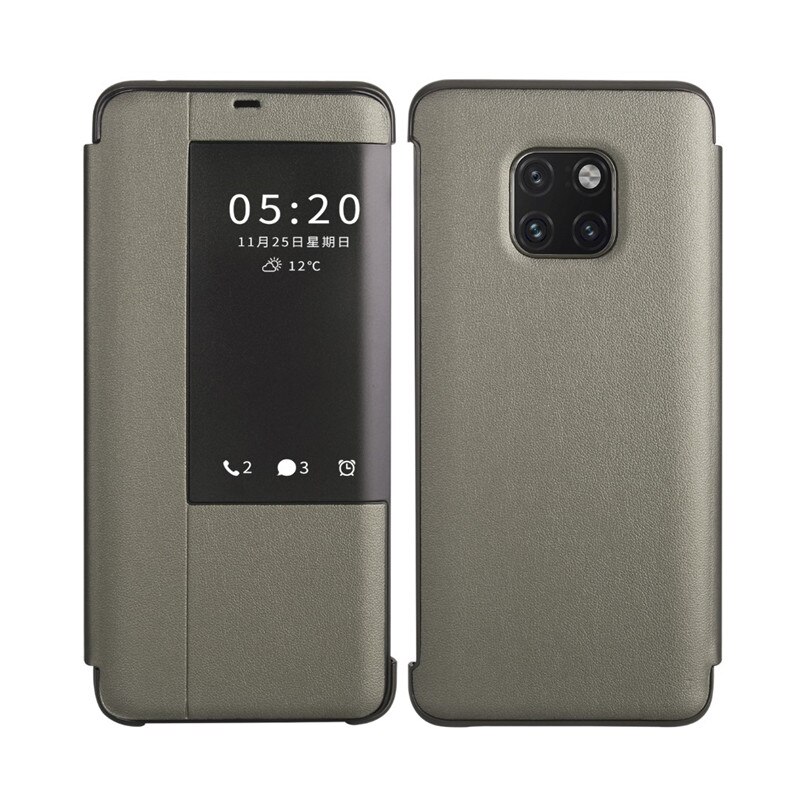 Huawei Mate 20 Pro Flip Case Cover Original Huawei Mate 20 case Smart Touch clear View Leather phone Case mate20 funda capa bag: Huawei mate 20X / Khaki