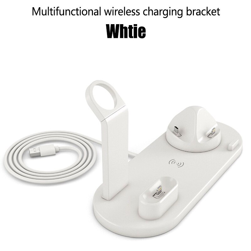 Draadloze 3 In 1 Charger Stand Voor Iphone 11 Pro Xs Max Xr Huawei Xiaomi Samsung Applewatch Serie 4 3 2 Airpods Opladen Dock: White Bracket