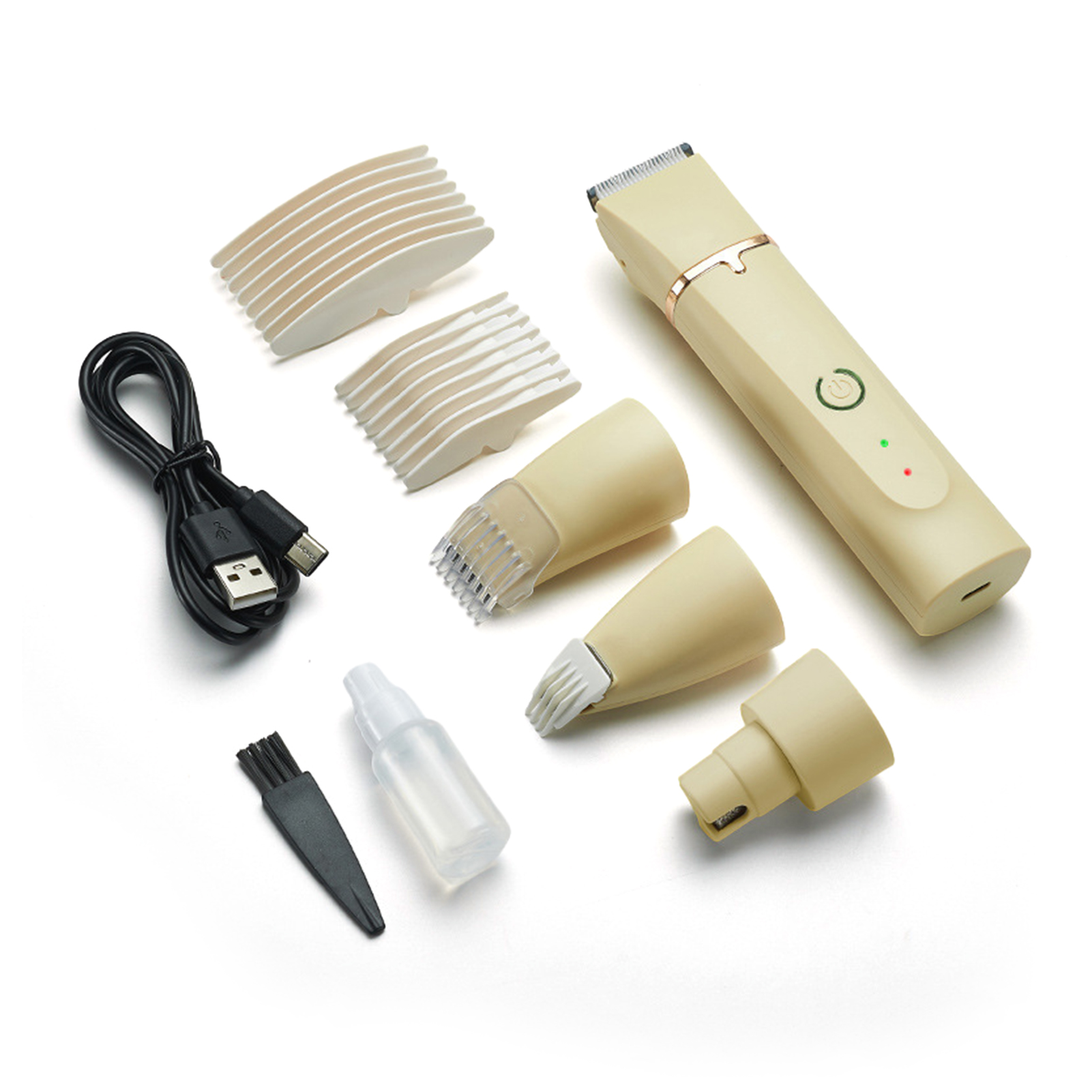Professionele 4-in-1 Elektrische Pet Grooming Tool Set Hond Tondeuse USB Oplaadbare Huisdieren Kapsel Trimmer Scheerapparaat katten Levert: Bruin